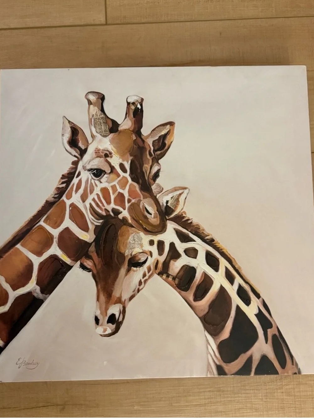 Serene Giraffes Canvas Wall Art - Brown & Cream
